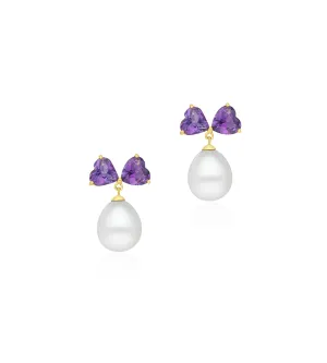 Amethyst love bow earrings