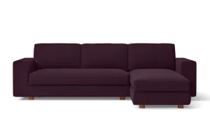 Arezzo 3 Seater Right Hand Facing Chaise Lounge Corner Sofa Purple Linen Fabric