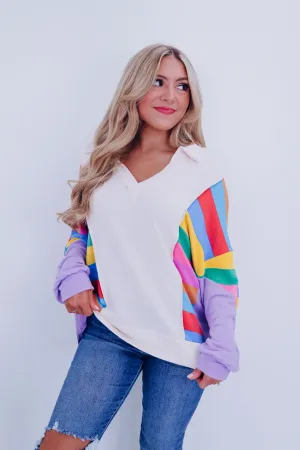 Aviva Color Block Collared Top