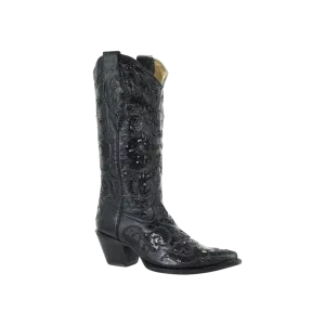 Corral Women's Goat Sequins Inlay Black Boots