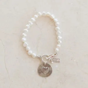 Cupid Pearl Bracelet | Freshwater Nuggets & Sterling Silver LOVE Disc | By Pearly Girls