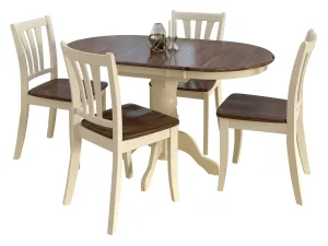 Dark Brown and Cream Extendable Oval Dining Set, 5pc