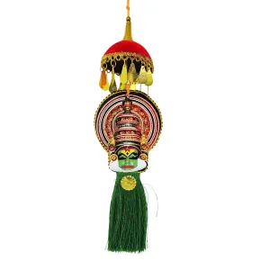 Kerala Traditional Art Kathakali Face with Umbrella Hanging Decor, 30 cm