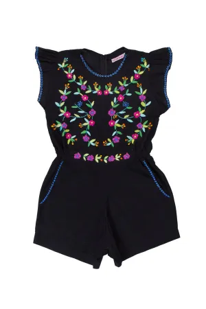 magnolia playsuit black with hand stitch