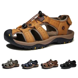 New Arrival Large Size Fashion Real Genuine Leather Outdoor Summer Beach Men Leather Sandals