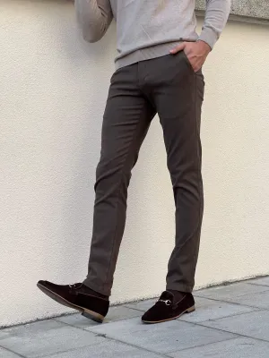 Nino Slim Fit Brown Trousers