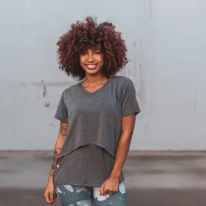 Nursing Short Sleeve Tee - Heathered Gray