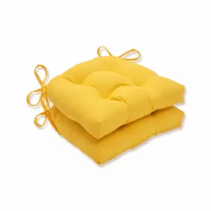 Outdoor/Indoor Fresco Solids Yellow Deluxe Tufted Chairpad (Set of 2)