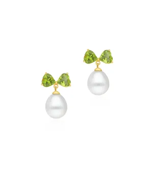 Peridot love bow earrings