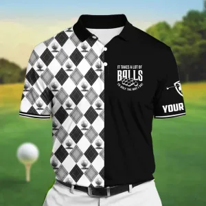 Personalized Golf Polo Shirts Vintage, It Takes A Lot Of Balls To Golf The Way I Do Shirt