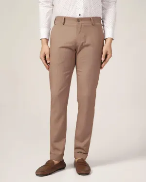 Phoenix Pleated Formal Brown Textured Trouser - Trident