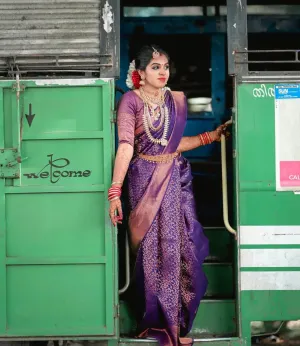 Refreshing Purple Soft Silk Saree With Flaunt Blouse Piece