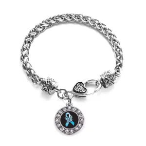 Silver Addiction Recovery Circle Charm Braided Bracelet