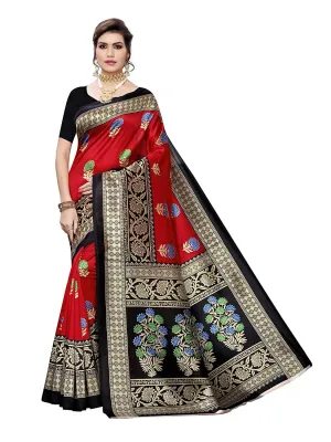 SVB Saree Red  & Black  Cotton Silk Saree