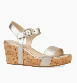 The Cork Wedge Sandal in Platino