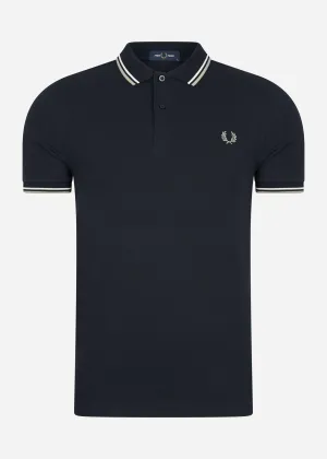 Twin tipped fred perry shirt - navy snow white seagrass