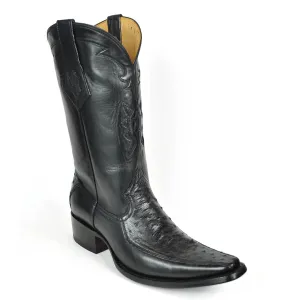 Vela Ostrich Spanish Toe Boot - Black