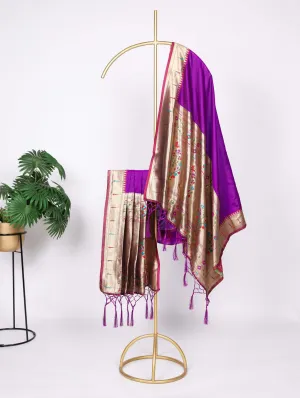 Vivid Tradition, Woven Beauty: The Purple Pathani Dupatta