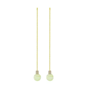 # 20510-22, 12" Light Green with Green Grain Glass Knob with Pull Chain in Copper, 2 Pack