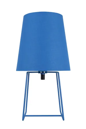 # 40172-71, 13" High Transitional Metal Accent Table Lamp, Blue Painted Finish and Empire Shaped Lamp Shade in Blue, 7" Wide