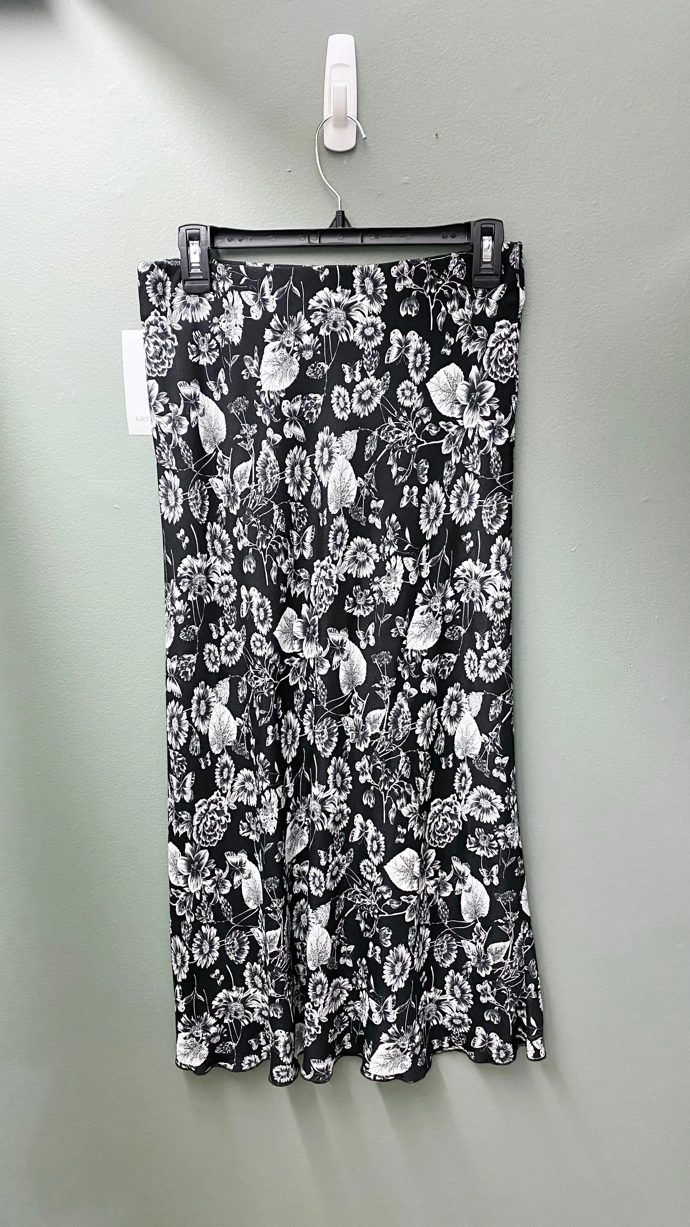 * Karen Kane Black Floral Bias Cut Skirt