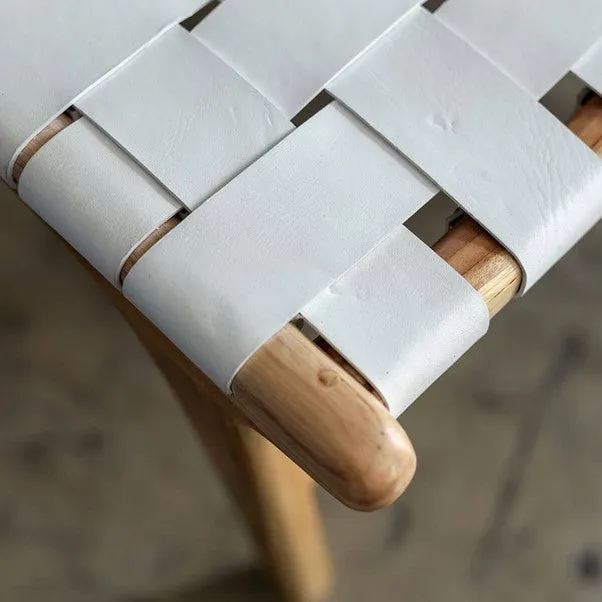 © White Woven Leather Dining Chairs