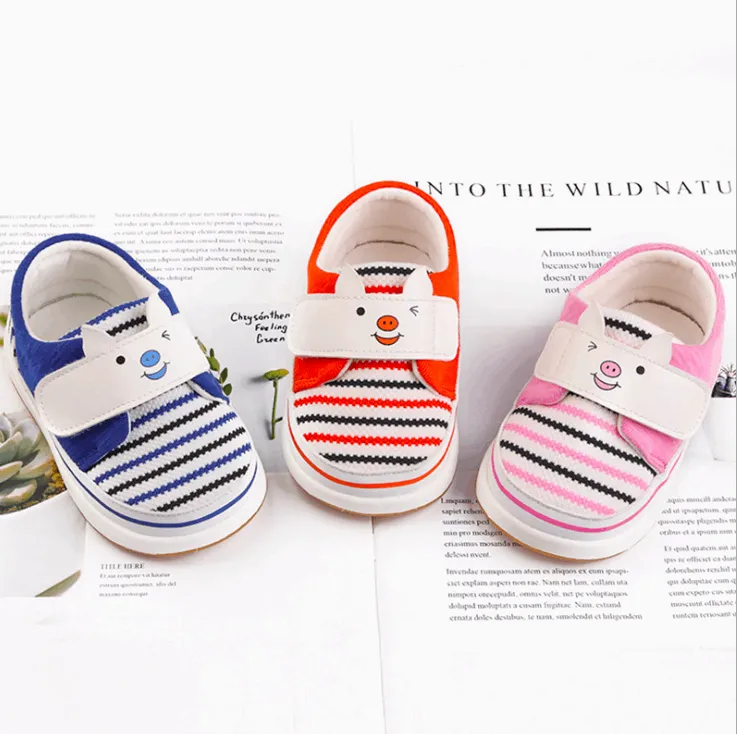 0-2 baby toddler shoes soft bottom striped cotton