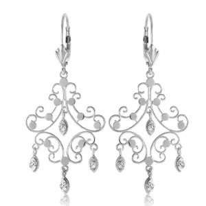 0.04 Carat 14K Solid White Gold Chandelier Diamond Earrings