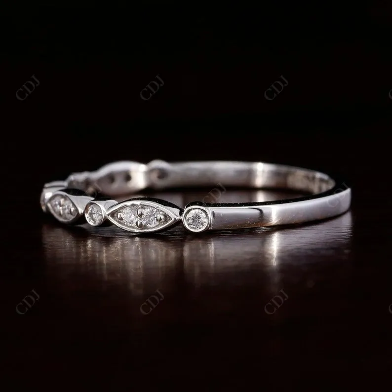 0.15CT Round Cut Natural Diamond Vintage Wedding Band