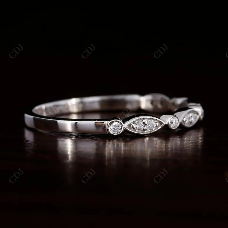 0.15CT Round Cut Natural Diamond Vintage Wedding Band