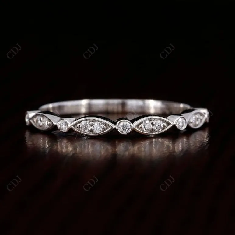 0.15CT Round Cut Natural Diamond Vintage Wedding Band