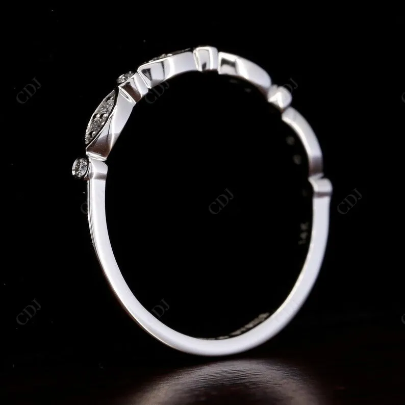 0.15CT Round Cut Natural Diamond Vintage Wedding Band