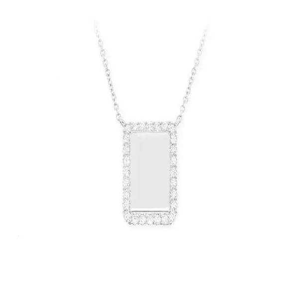 0.15CTW Rectangle Diamond Border Necklace Pendant