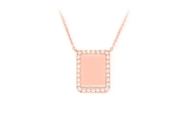 0.15CTW Rectangle Diamond Border Necklace Pendant