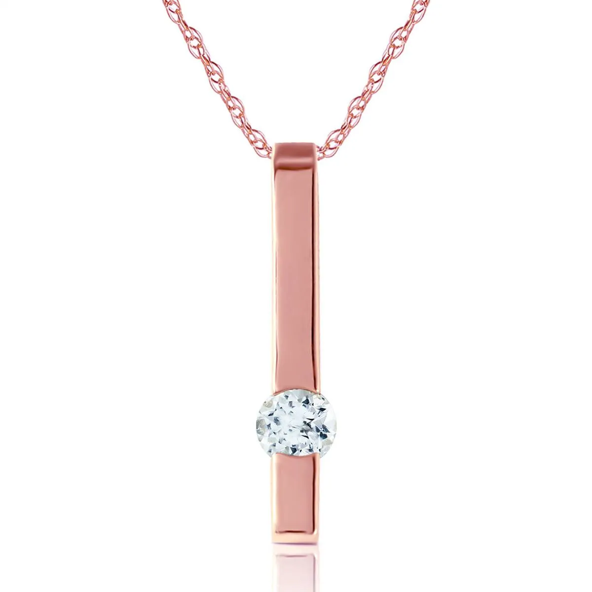 0.25 Carat 14K Solid Rose Gold Bar Aquamarine Necklace