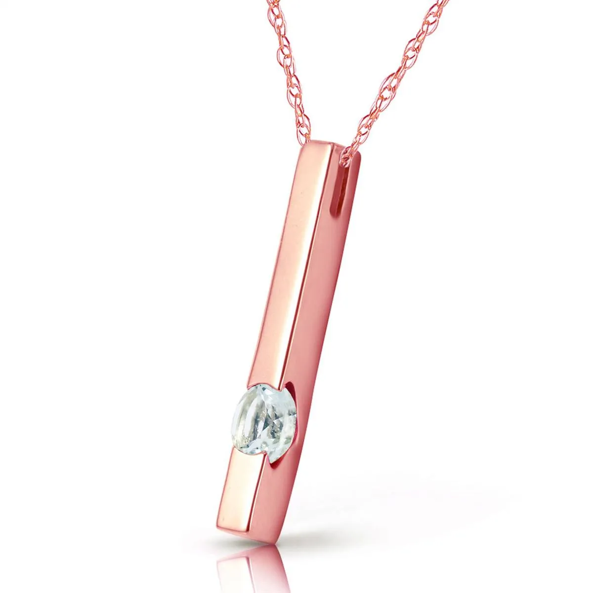 0.25 Carat 14K Solid Rose Gold Bar Aquamarine Necklace