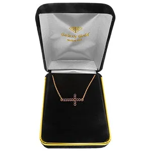 0.3 Carat 14K Solid Rose Gold Cross Bracelet Round Sapphire