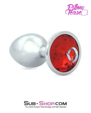 0307E      Eye Hook Red Gem Small Chromed Butt Plug - LAST CHANCE - Final Closeout!