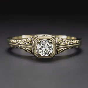 0.30ct OLD EUROPEAN CUT DIAMOND ENGAGEMENT RING VINTAGE STYLE SOLITAIRE 14k GOLD