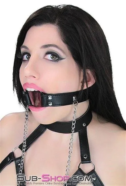 0344RS      Bondage Bra and Ring Gag with Nipple Clamps Set