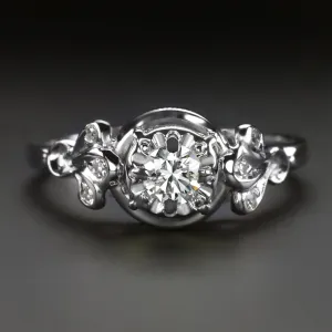 0.39ct VINTAGE DIAMOND RING MID CENTURY ILLUSION CLASSIC WHITE GOLD ENGAGEMENT