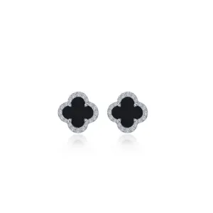 0.4 CTW Black Onyx Halo Stud Earrings