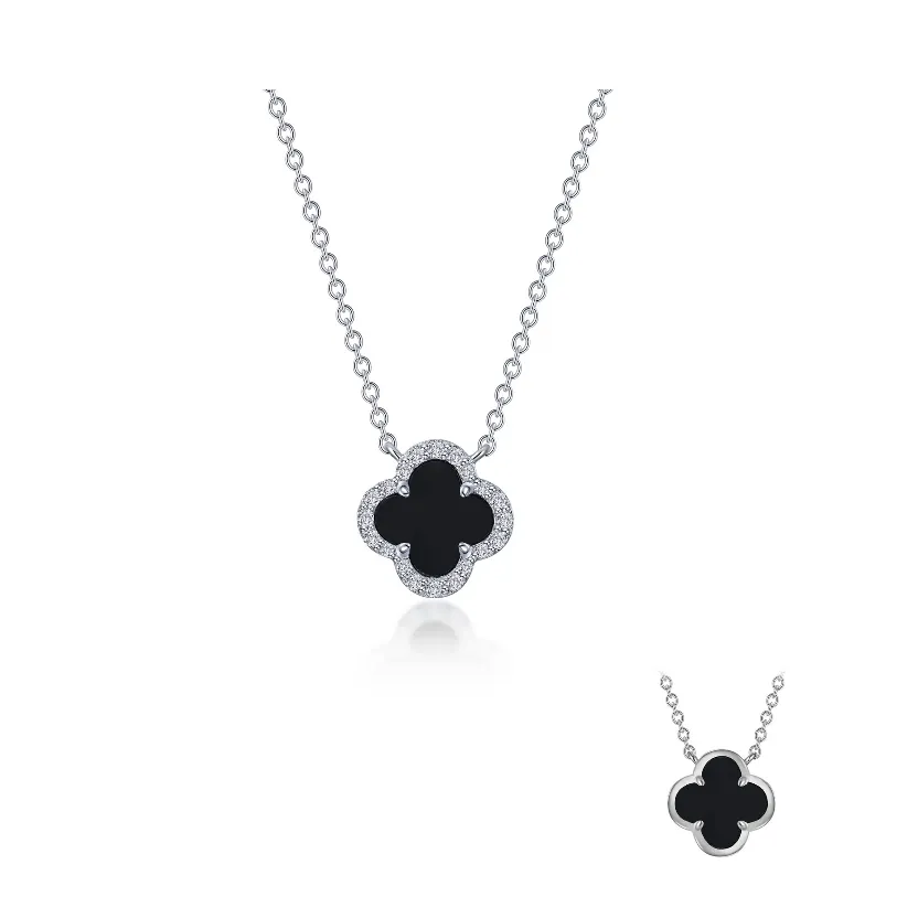 0.49 CTW Black Onyx Halo Necklace