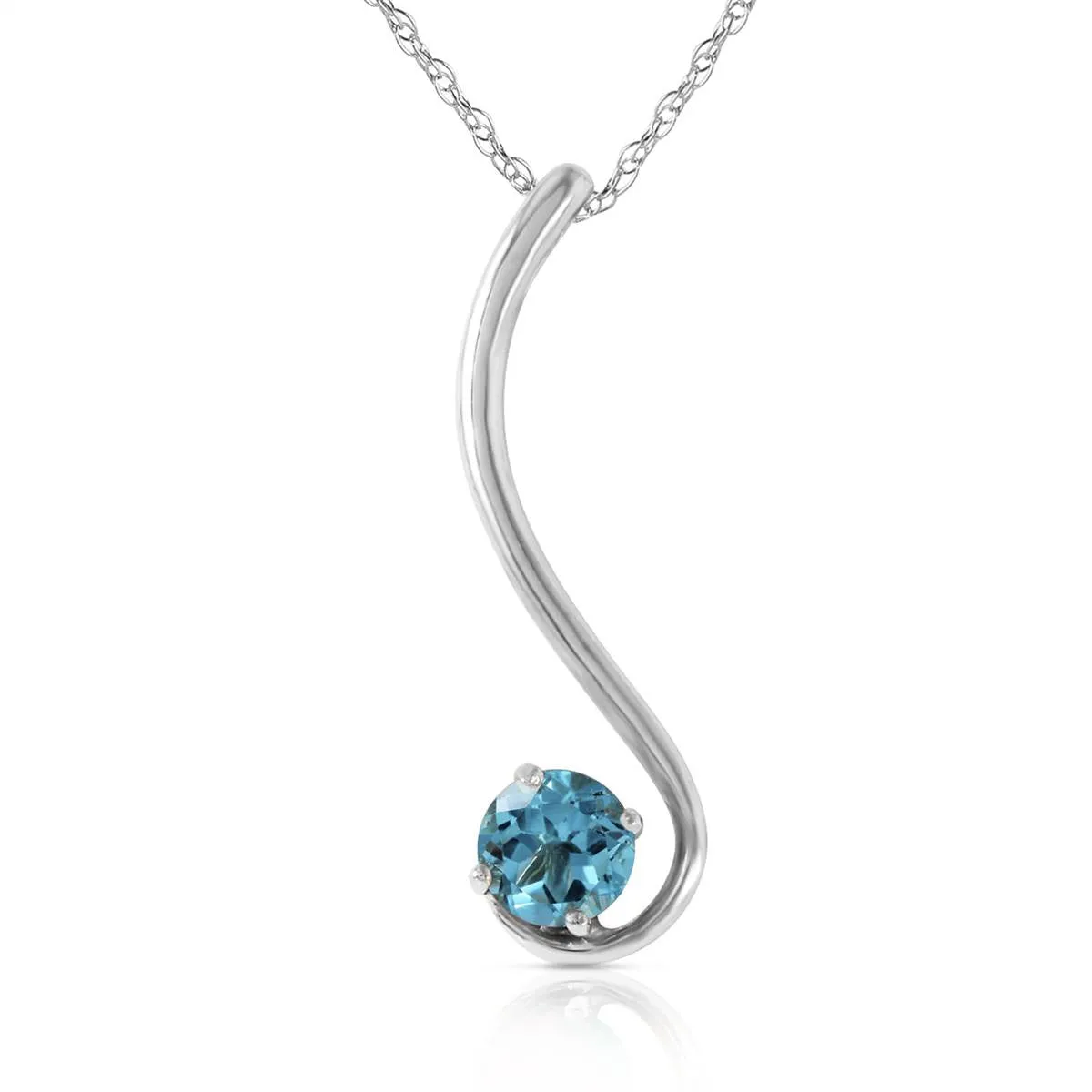 0.55 Carat 14K Solid White Gold Hope Springs Blue Topaz Necklace