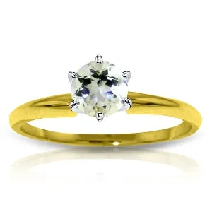 0.65 Carat 14K Solid Yellow Gold Solitaire Ring Natural Aquamarine