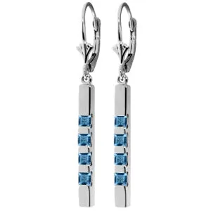 0.7 Carat 14K Solid White Gold Words Of Insight Blue Topaz Earrings