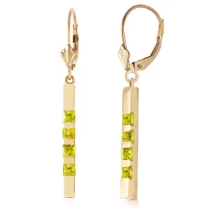 0.7 Carat 14K Solid Yellow Gold Leverback Earringsbar Natural Peridot