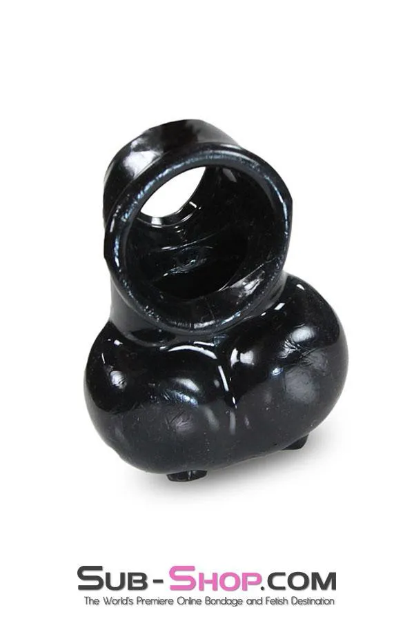 0713RS      Black Silicone Ball Cage and Cock Ring Combo