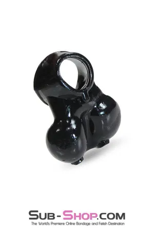 0713RS      Black Silicone Ball Cage and Cock Ring Combo