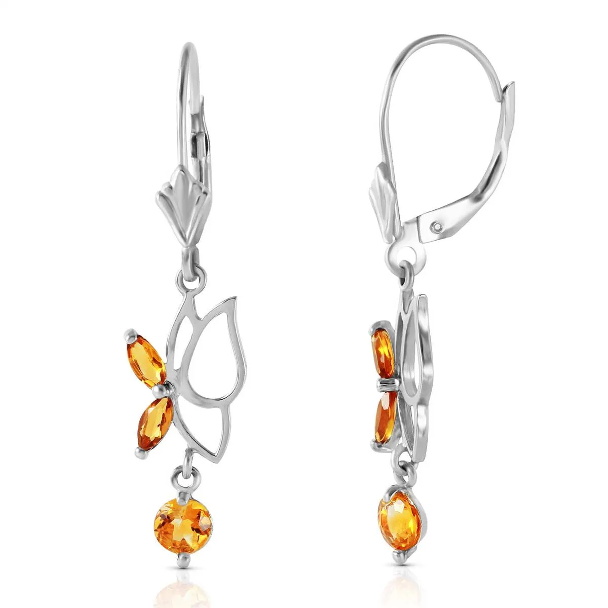 0.8 Carat 14K Solid White Gold Irena Citrine Earrings